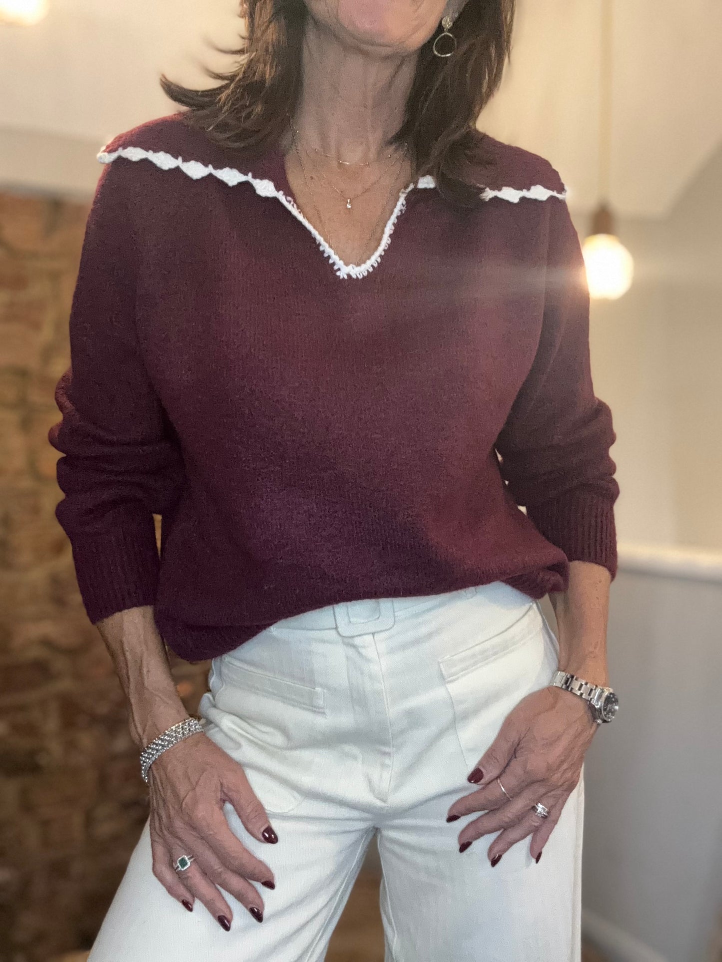 Bryony Wide Trim Collar Knit