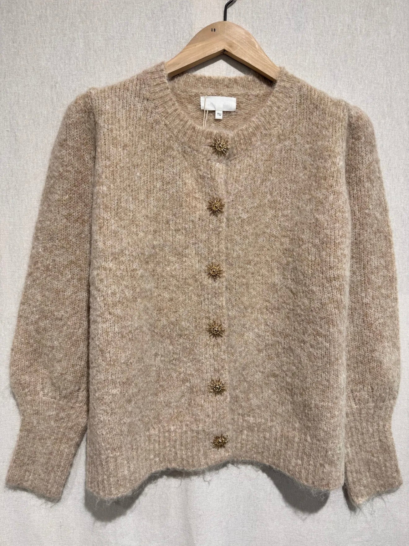 Eloise Fluffy Gold Star Button Cardigan