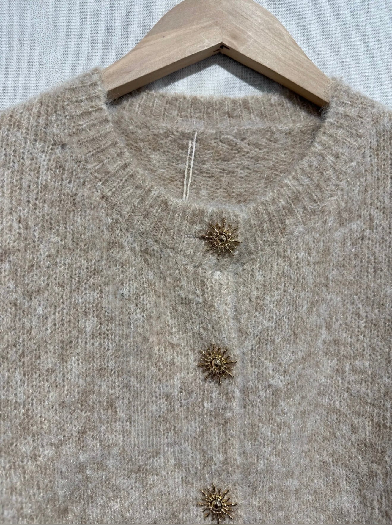 Eloise Fluffy Gold Star Button Cardigan