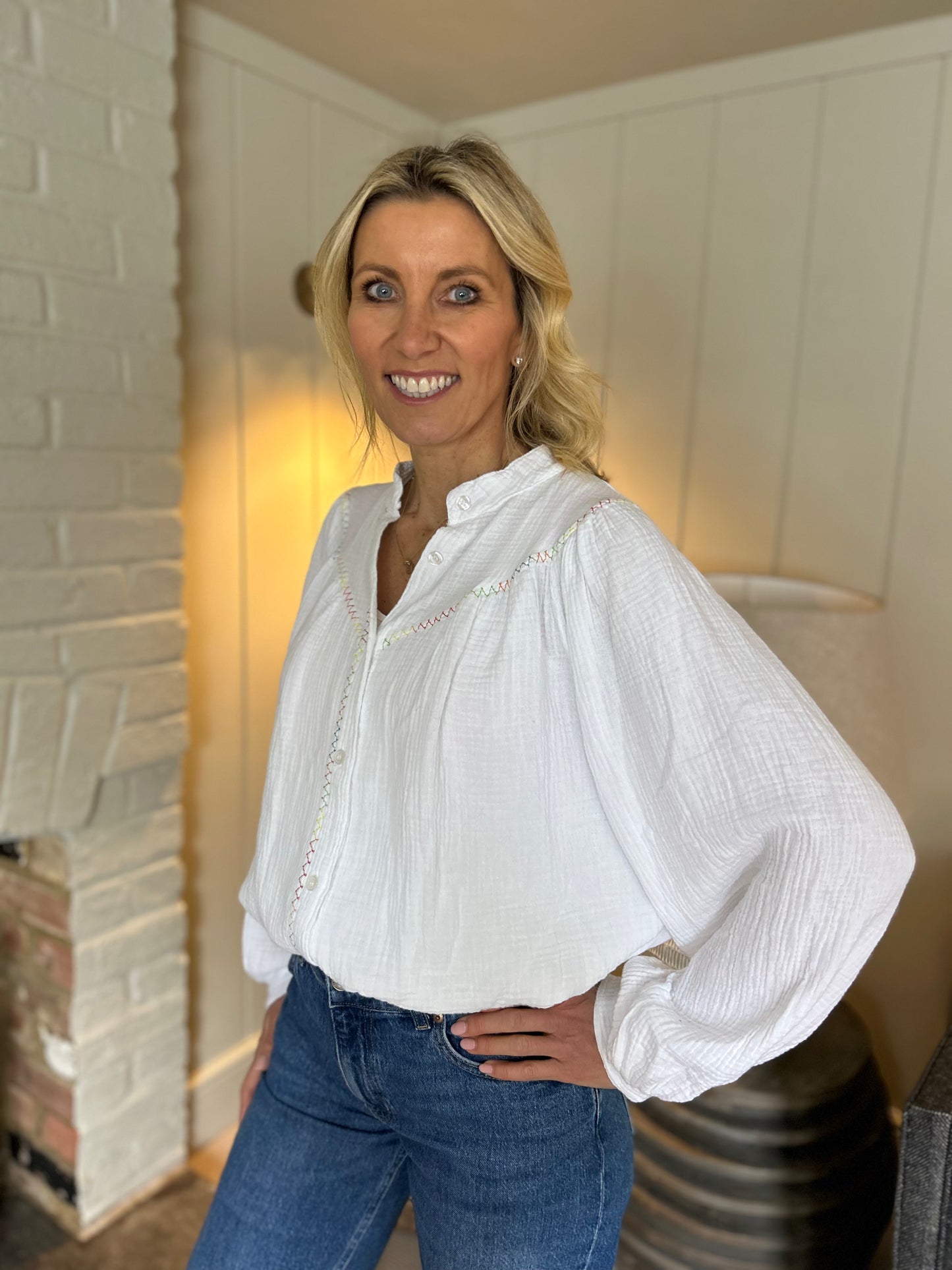 Chloe Neon Stitch Blouse