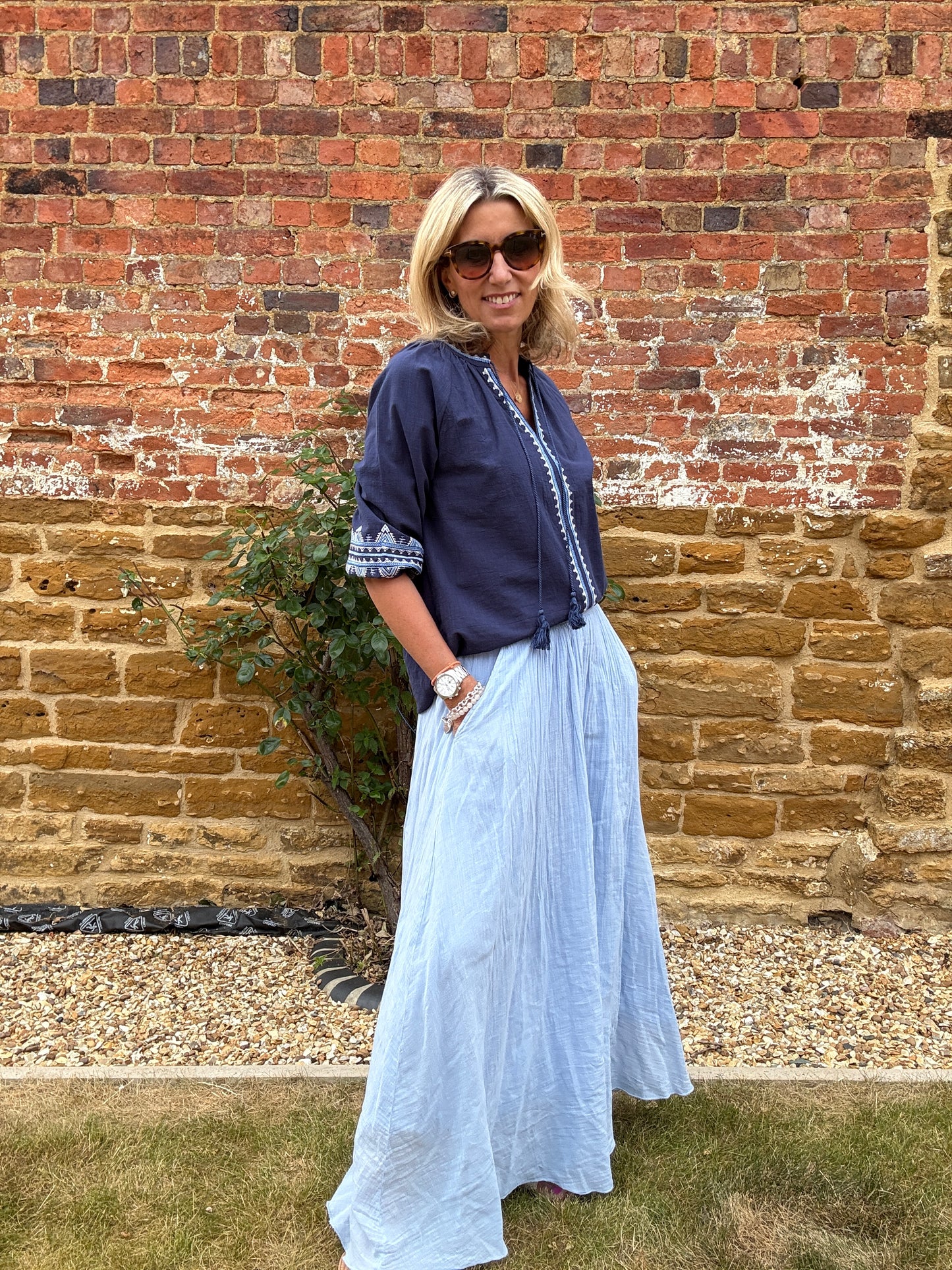 Billie Embroidered Smock Blouse