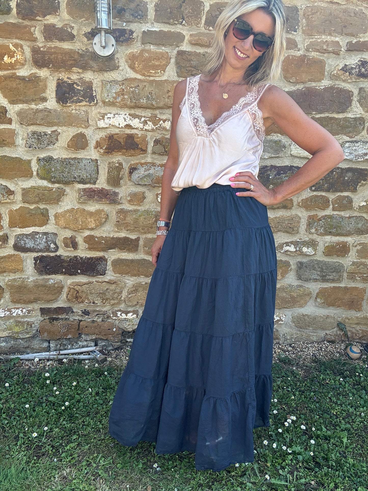 Mollie Cotton Tiered Maxi Skirt