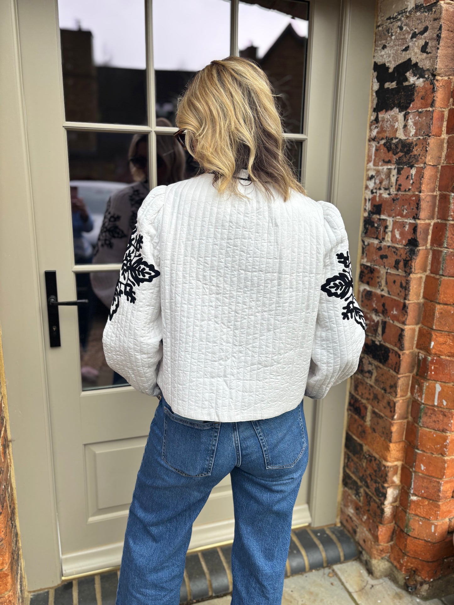 Lori Black and White Embroidered Jacket