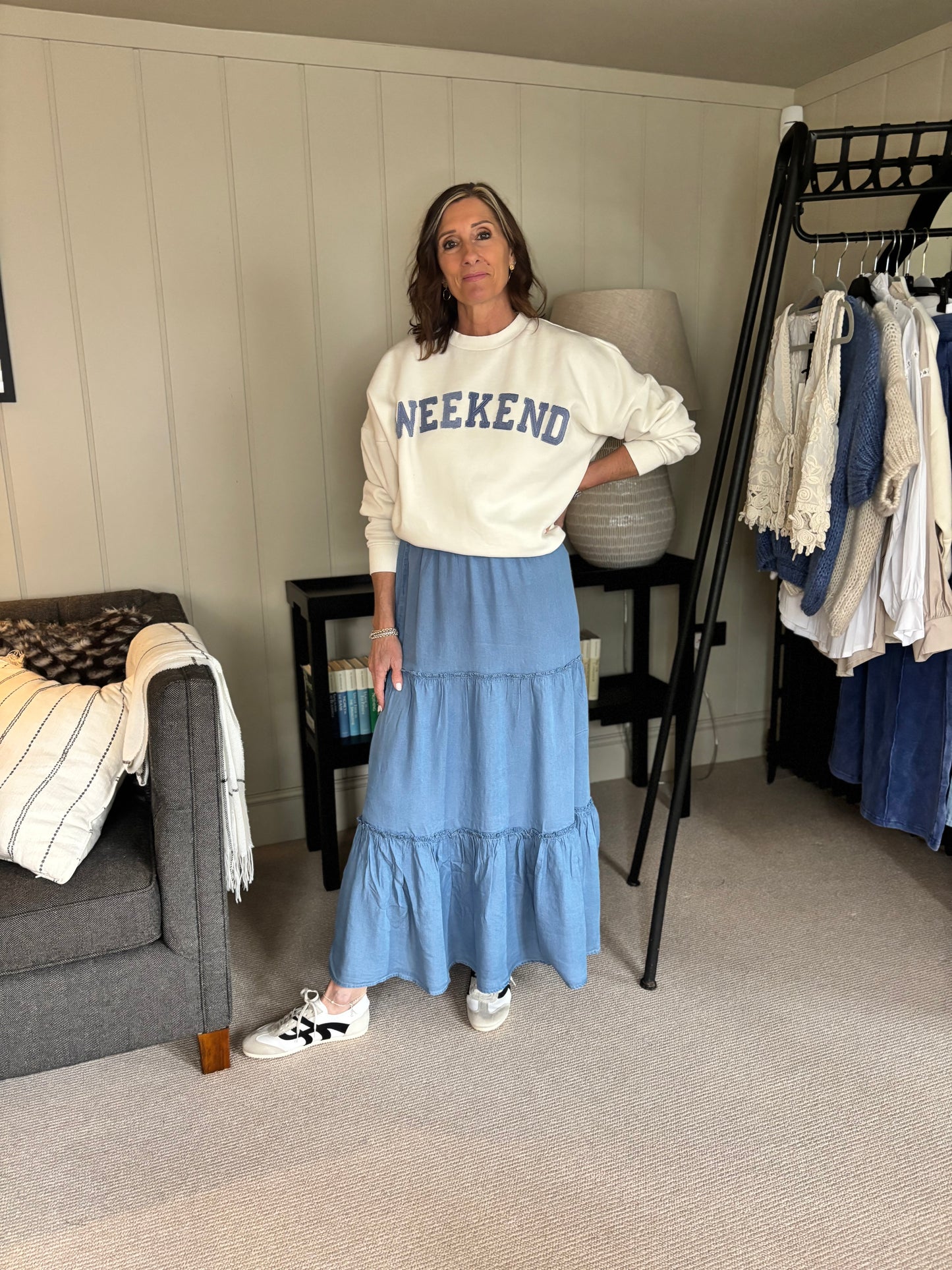 Harper Tiered Blue Maxi Skirt