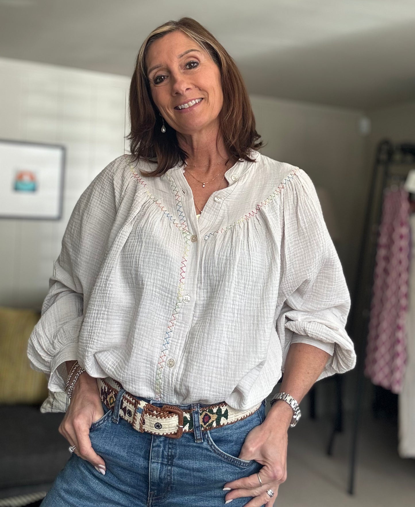 Chloe Neon Stitch Blouse