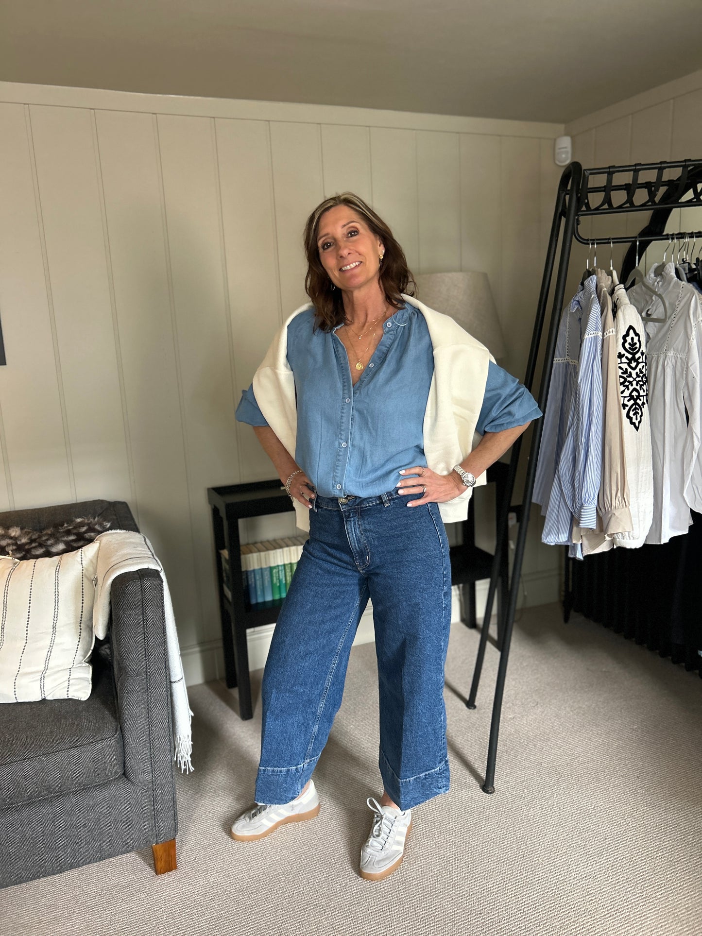 Lottie Blue Button Front Blouse