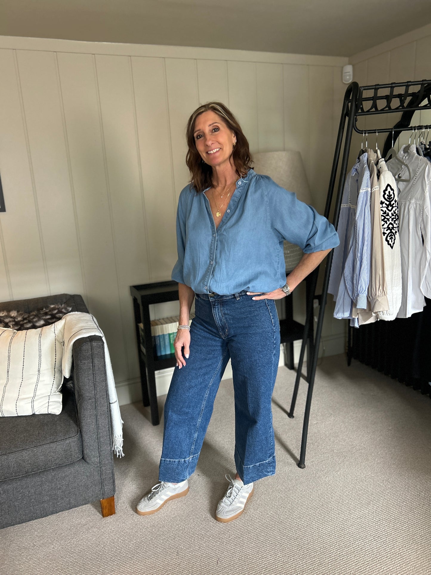 Lottie Blue Button Front Blouse