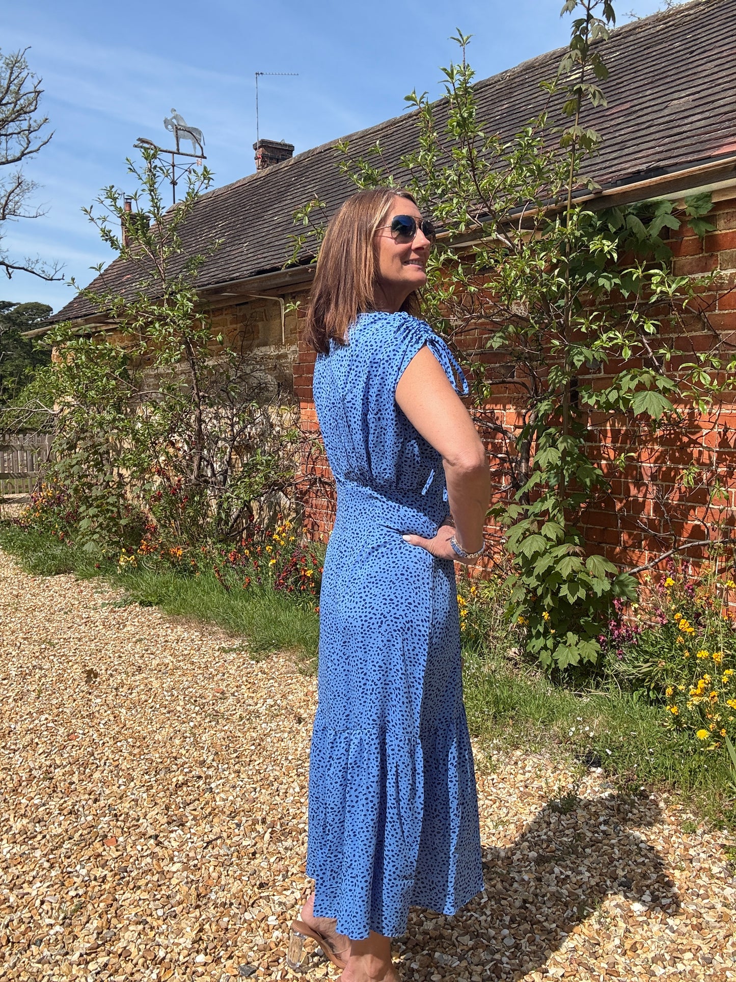 Matilda Blue Leopard Print Midi Dress