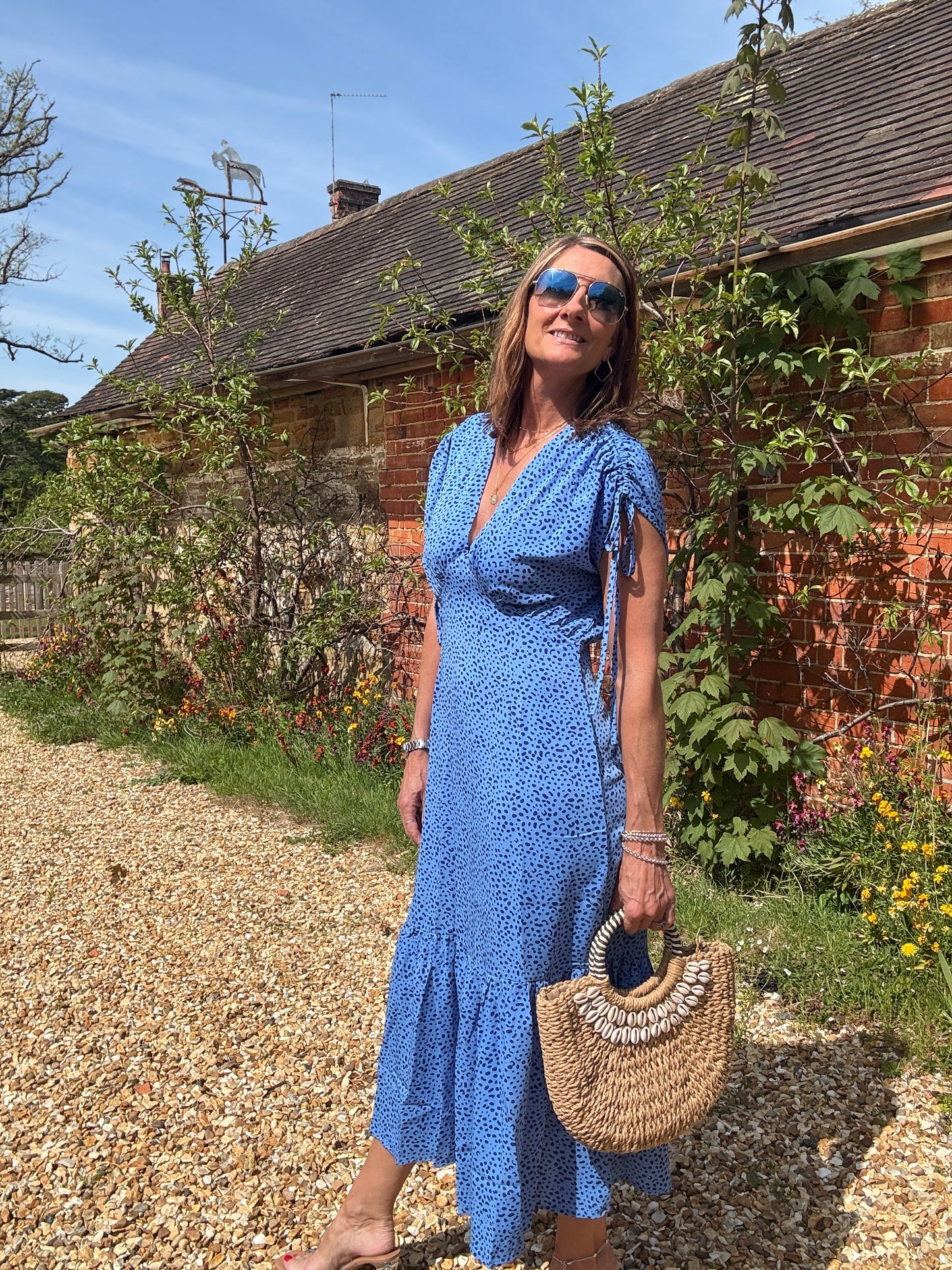 Matilda Blue Leopard Print Midi Dress