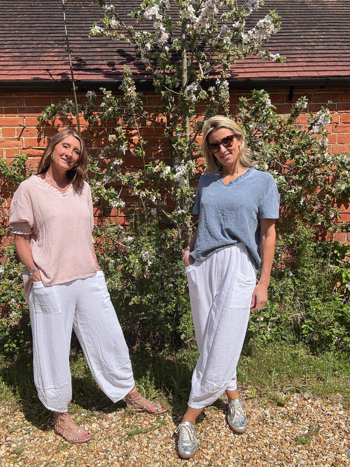 Olivia Barrel Leg Linen Trousers