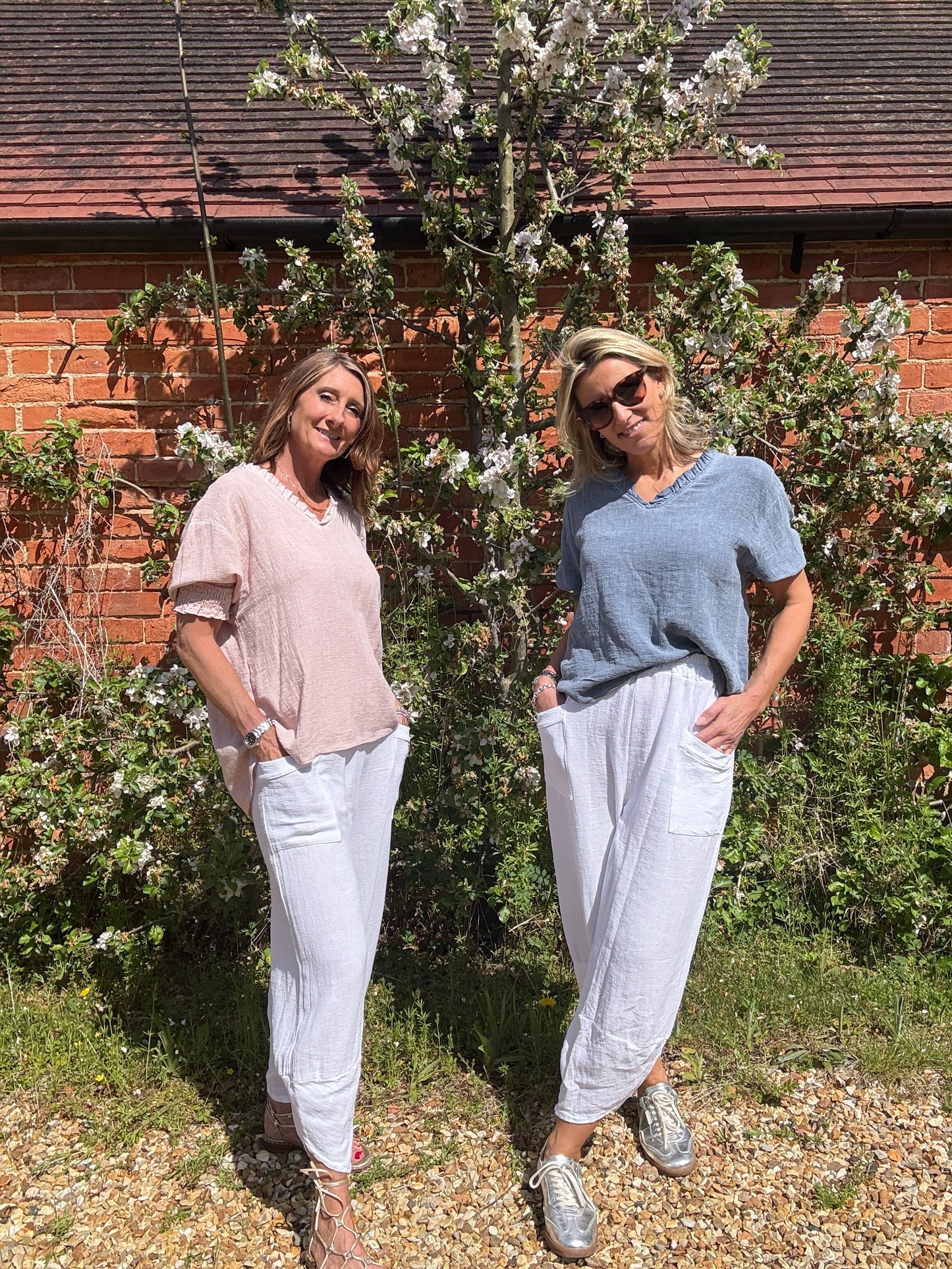 Olivia Barrel Leg Linen Trousers