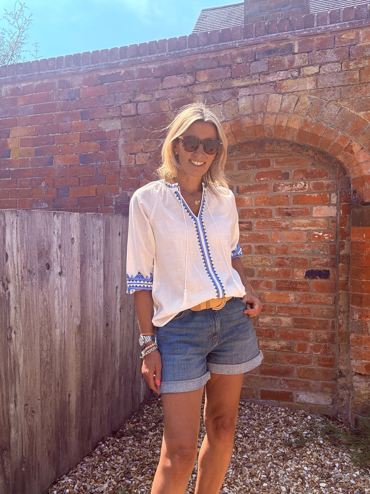 Billie Embroidered Smock Blouse
