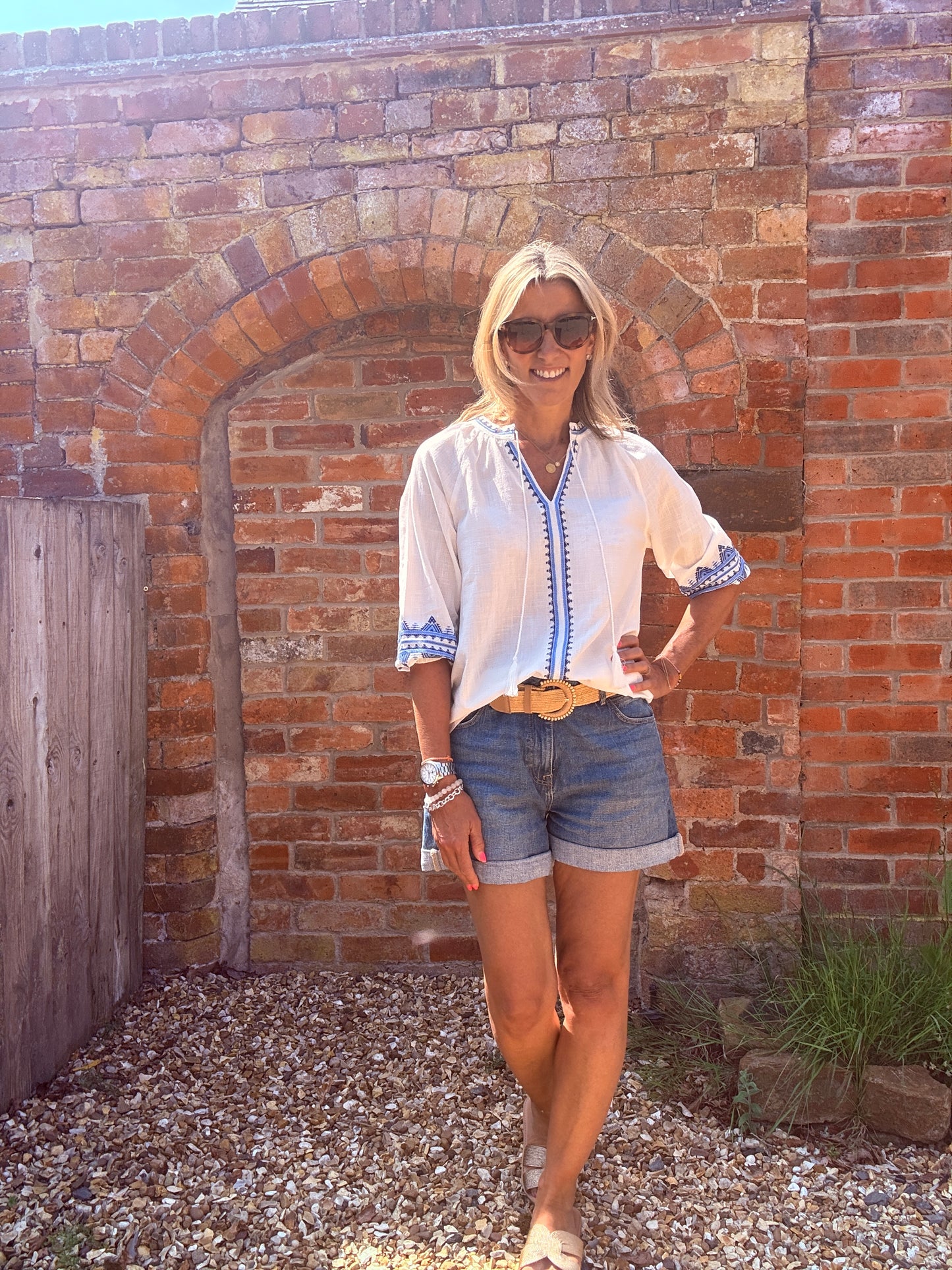 Billie Embroidered Smock Blouse