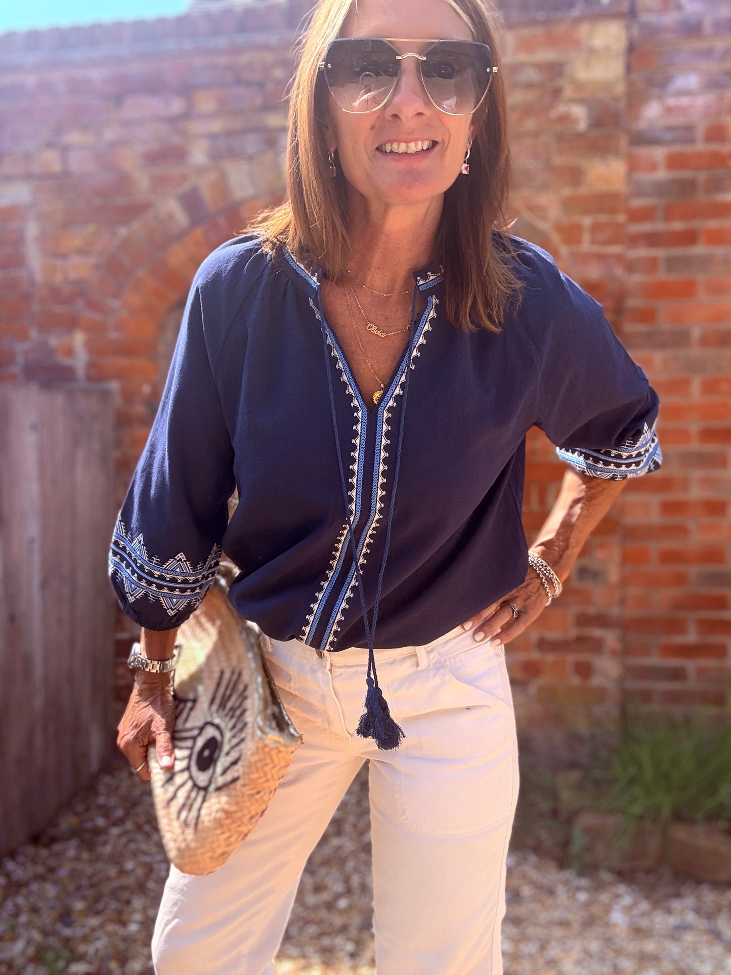 Billie Embroidered Smock Blouse