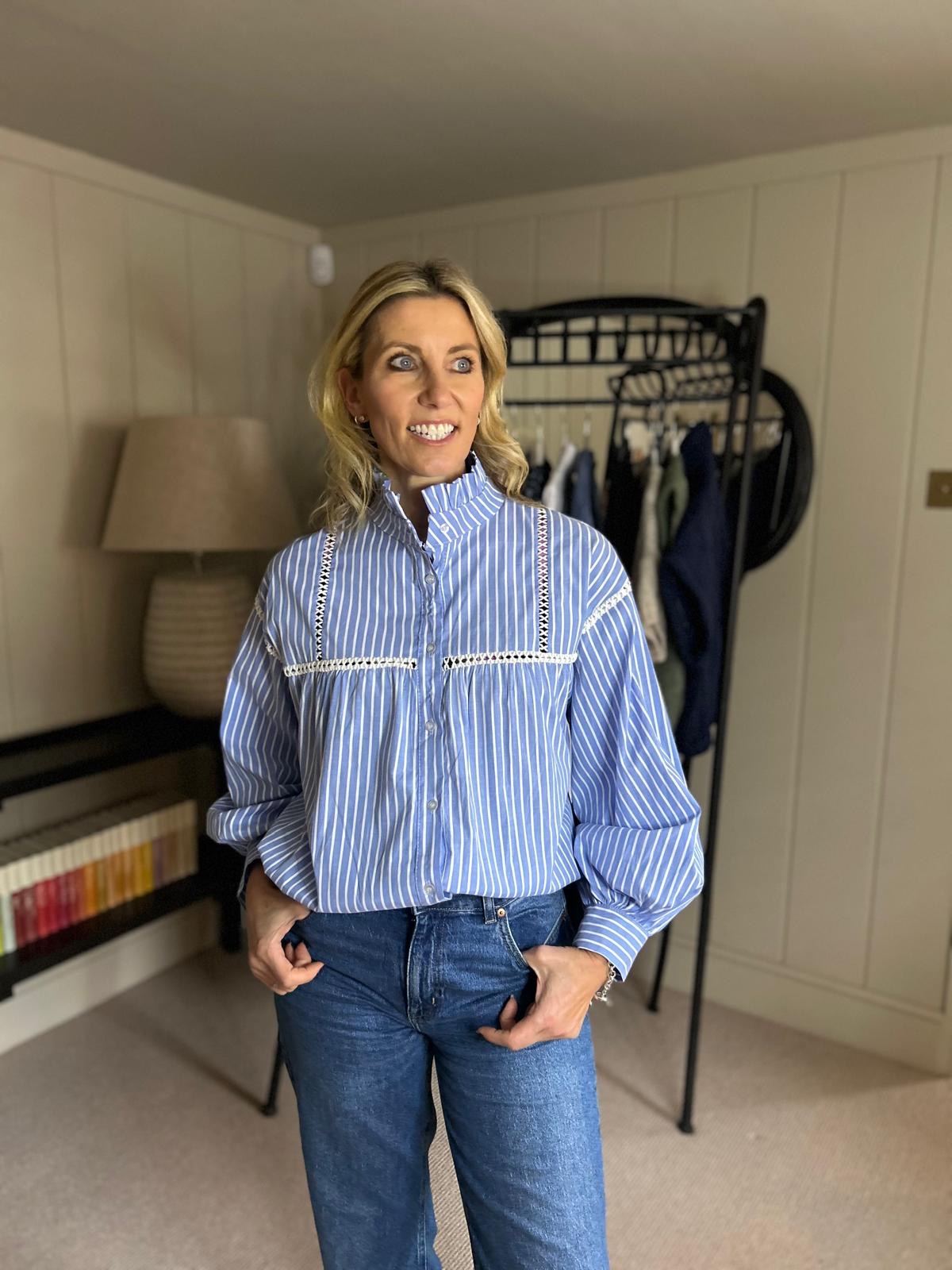 Lucy Balloon Sleeve Striped Blouse