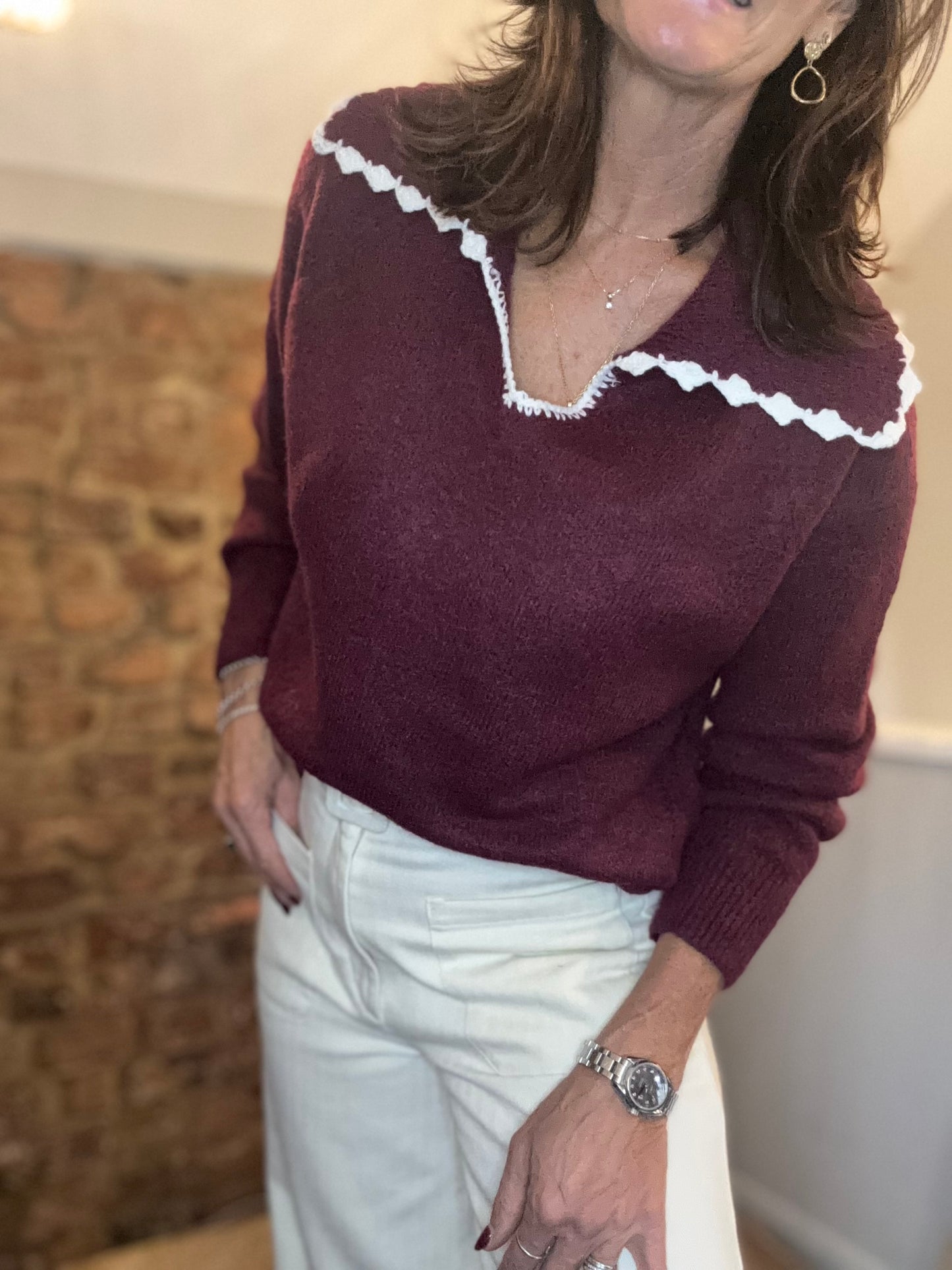 Bryony Wide Trim Collar Knit