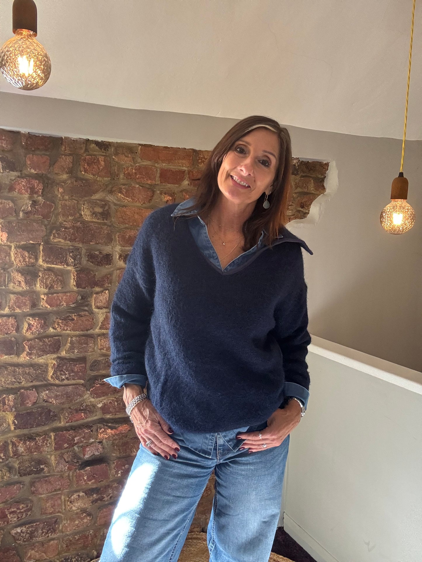 Nancy Knitted Trim V Neck Jumper