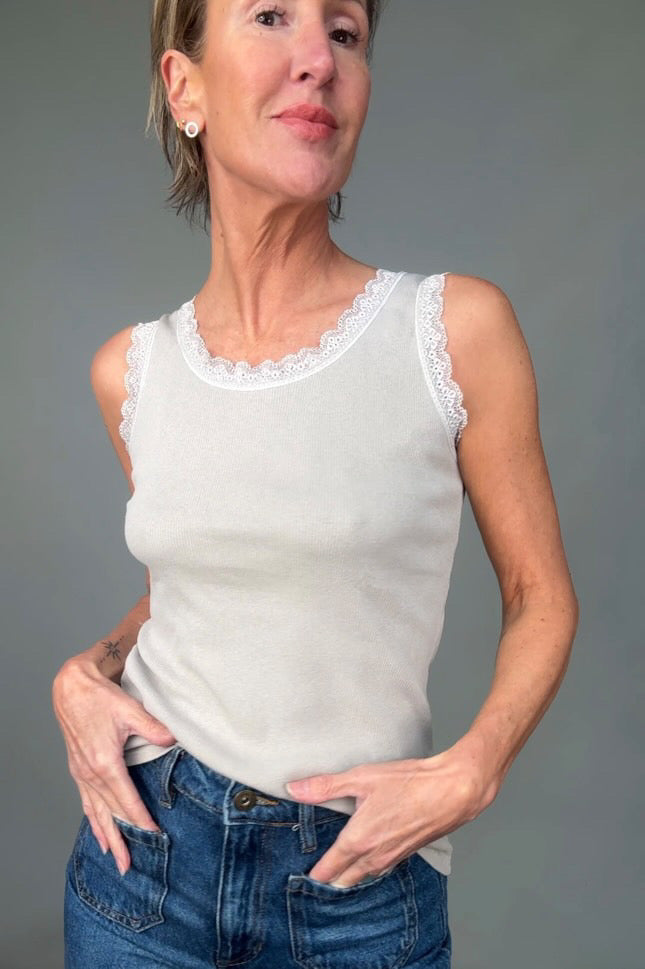 Lara Ribbed Lace Vest