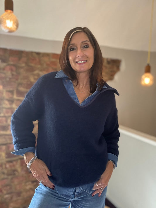 Nancy Knitted Trim V Neck Jumper