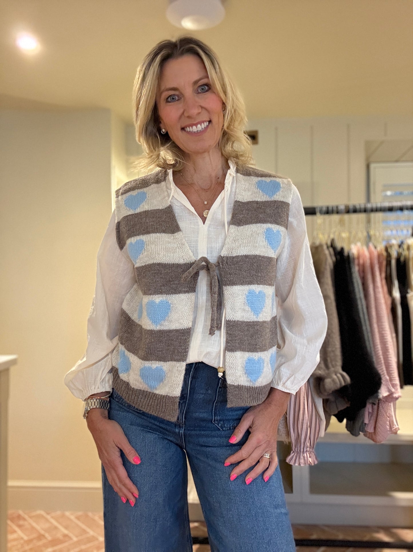 Sukie Striped Knitted Waistcoat