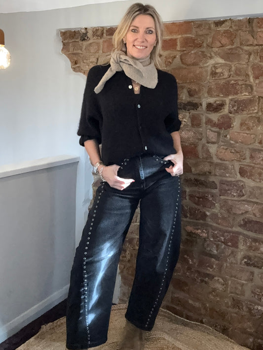 Brandy Barrel Leg Studded Jeans