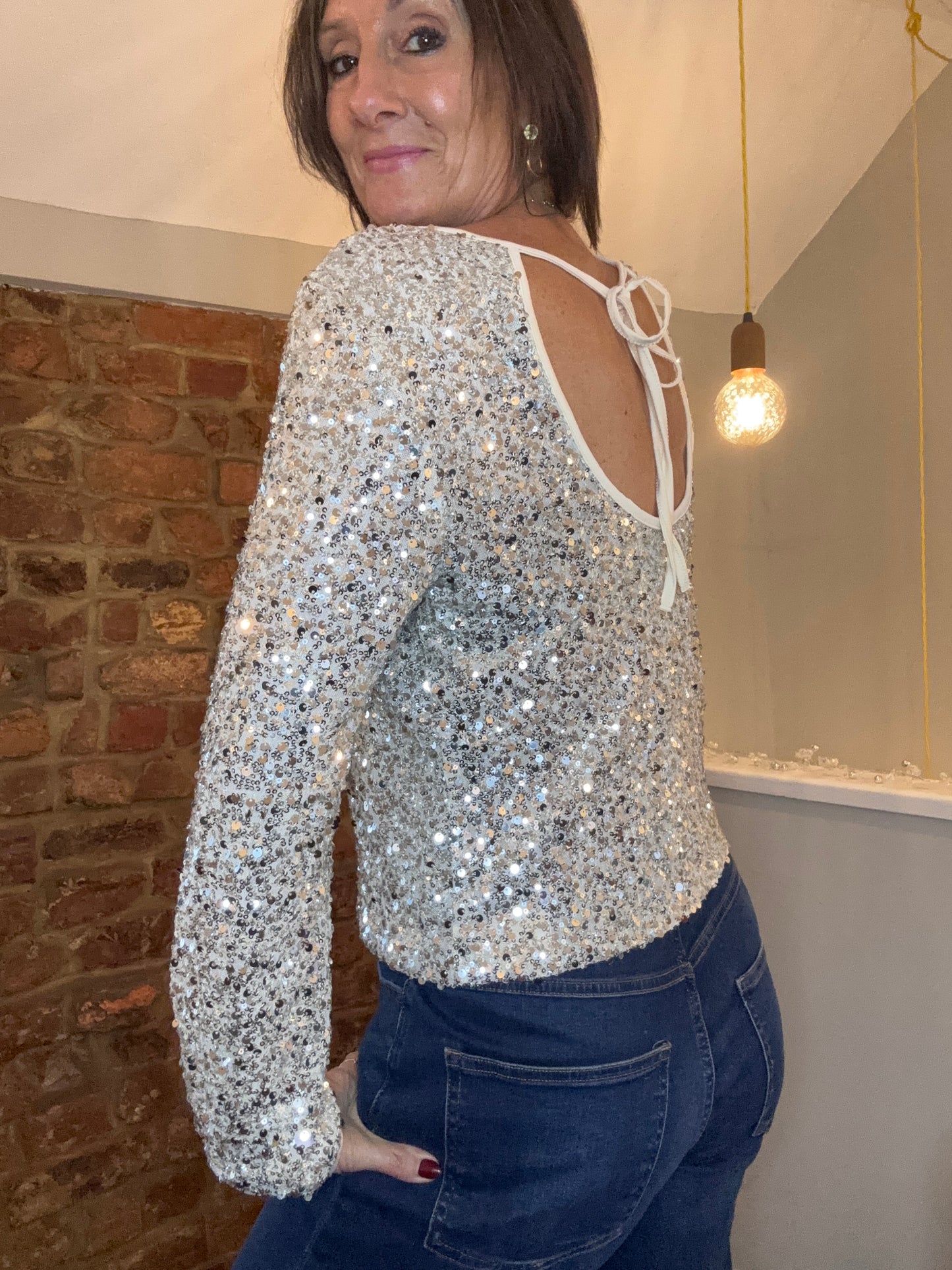 Cheryl Sequin Bow Top
