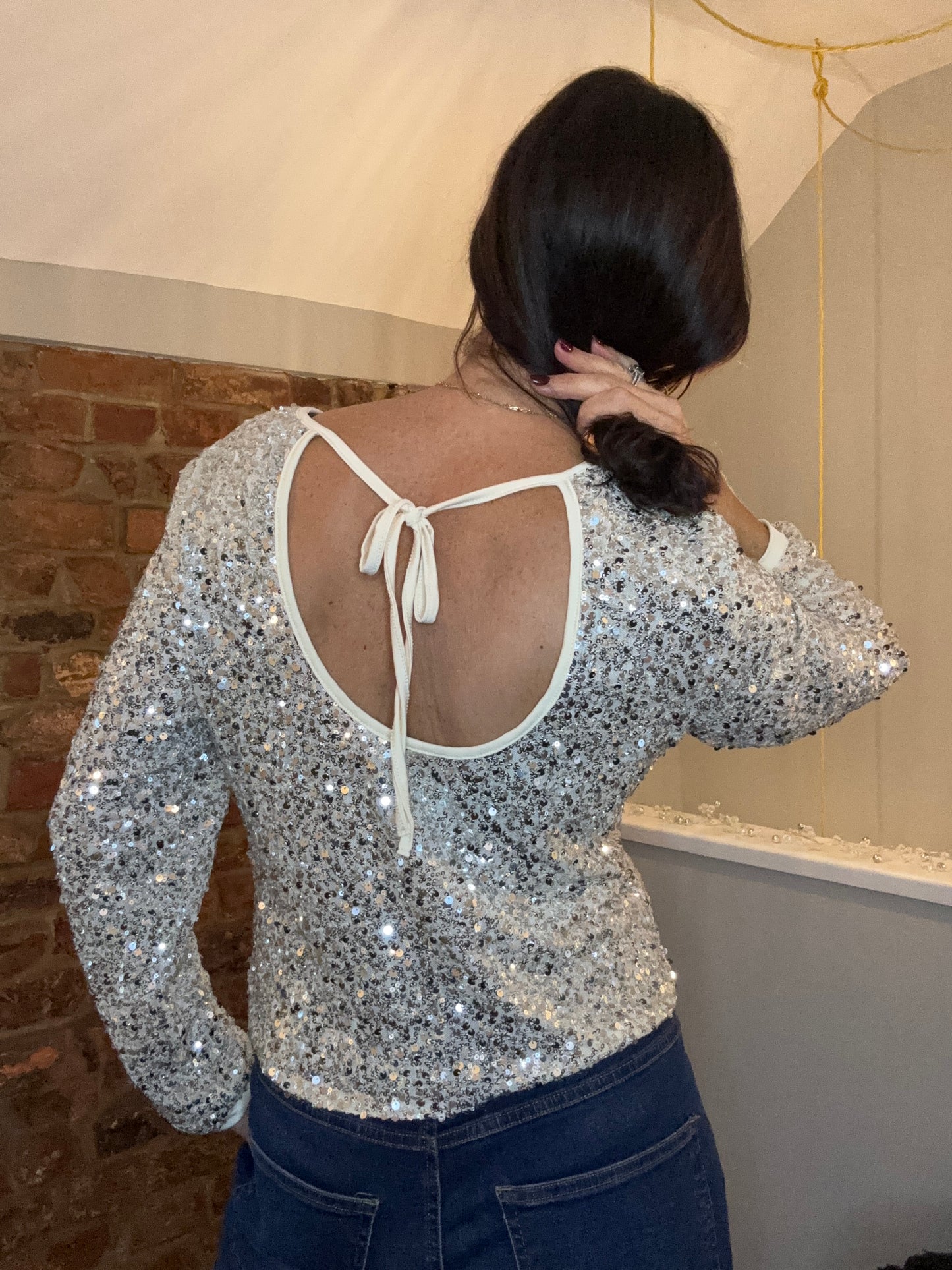 Cheryl Sequin Bow Top