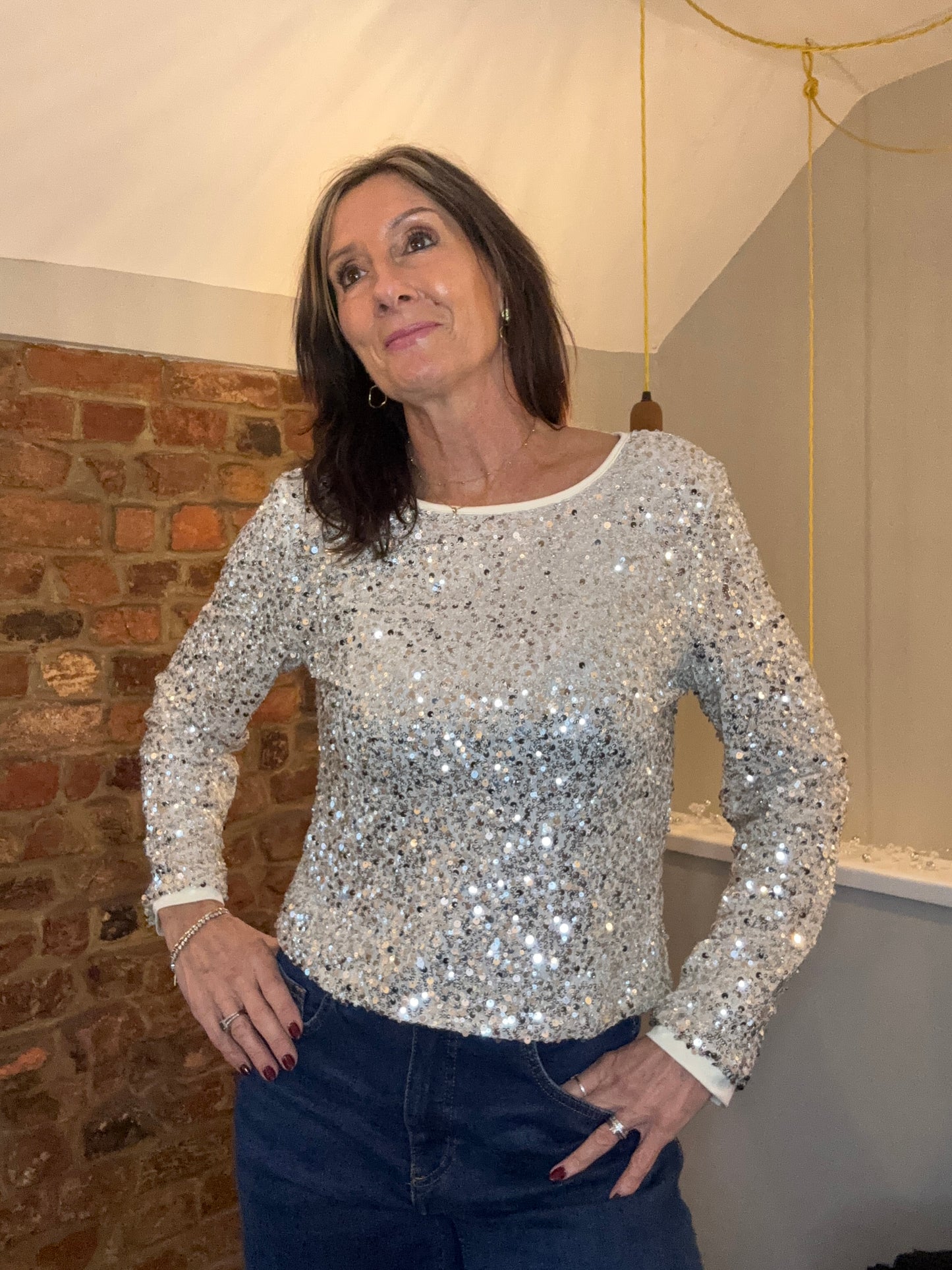 Cheryl Sequin Bow Top