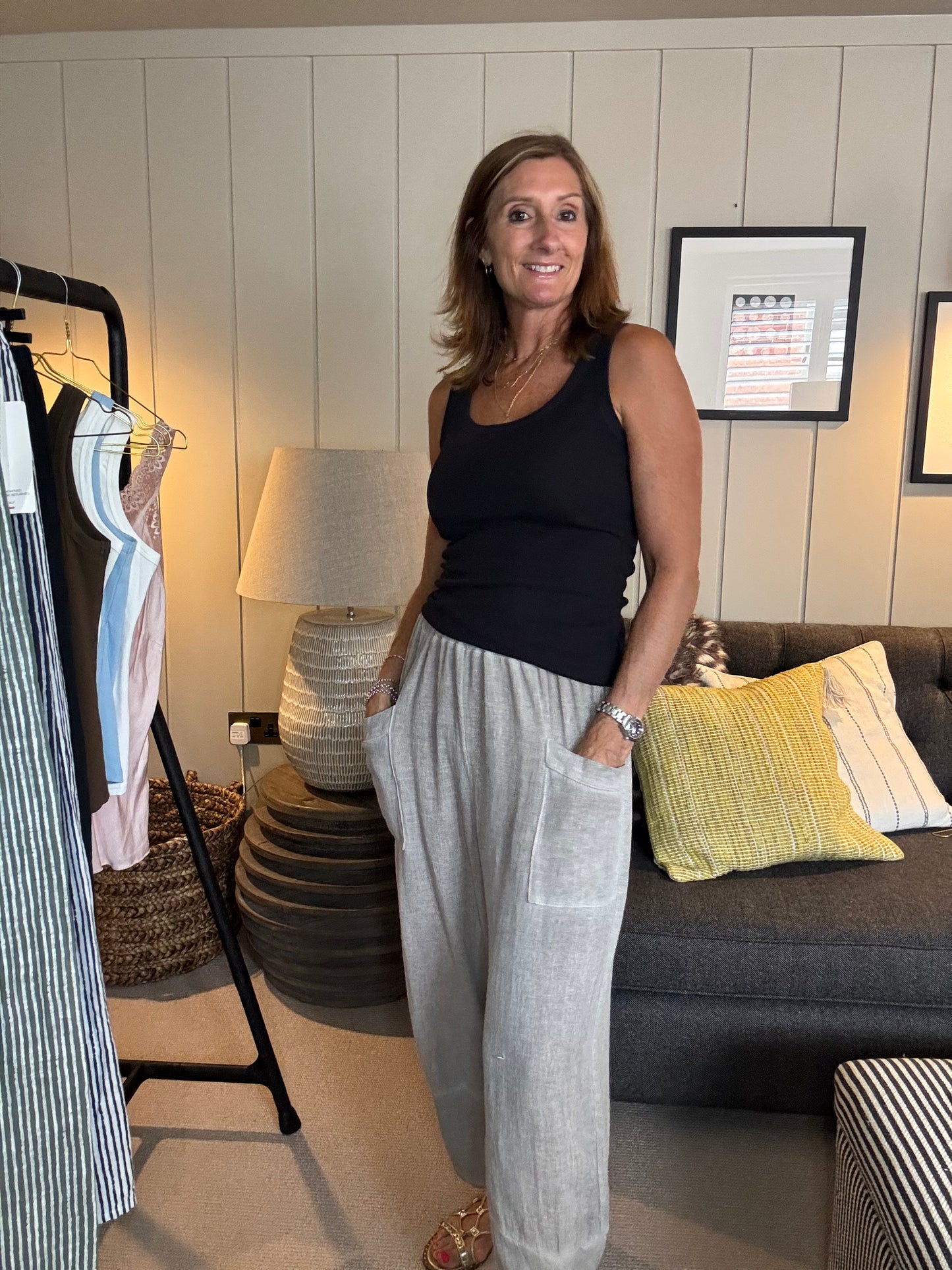Olivia Barrel Leg Linen Trousers