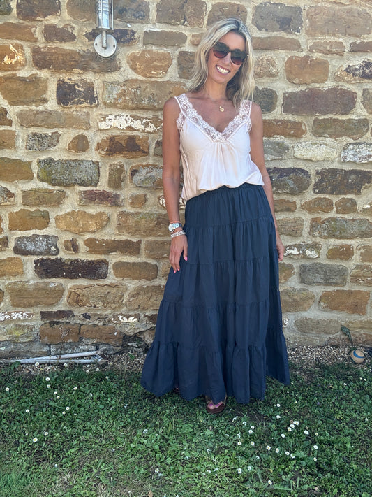 Mollie Cotton Tiered Maxi Skirt
