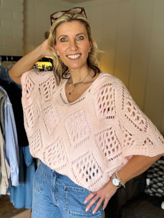 Emily Pink Crotched Knit