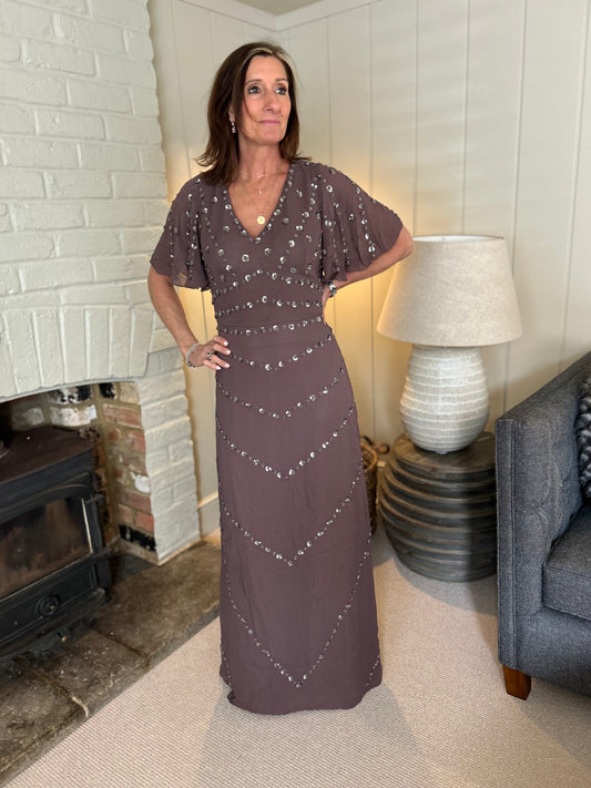 Rose Mink Sequin Maxi Dress