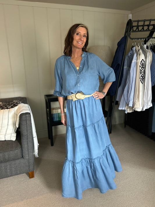Lottie Blue Button Front Blouse