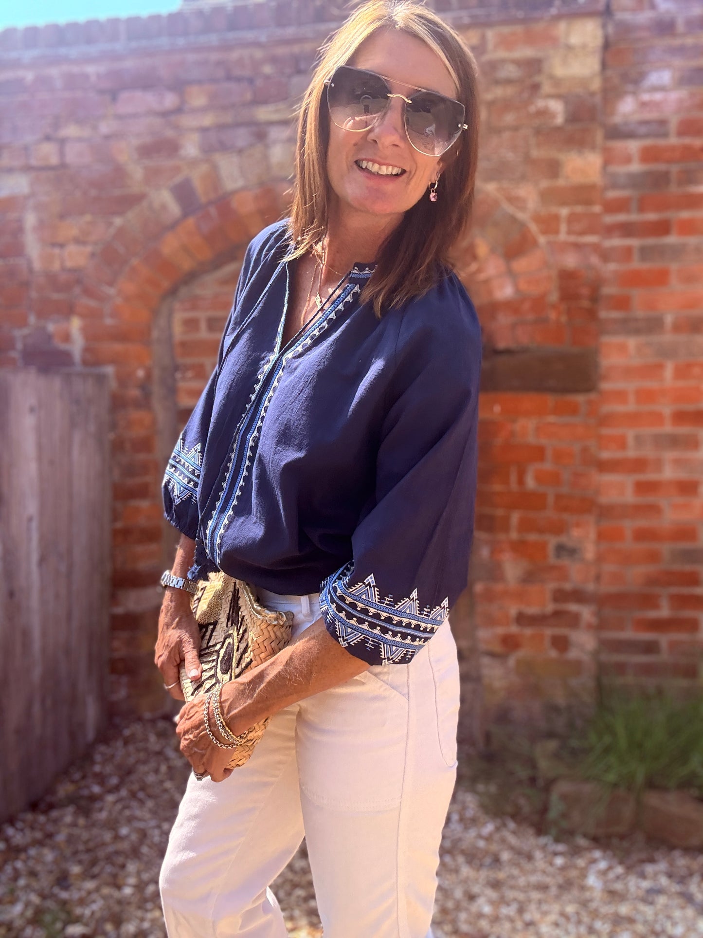 Billie Embroidered Smock Blouse